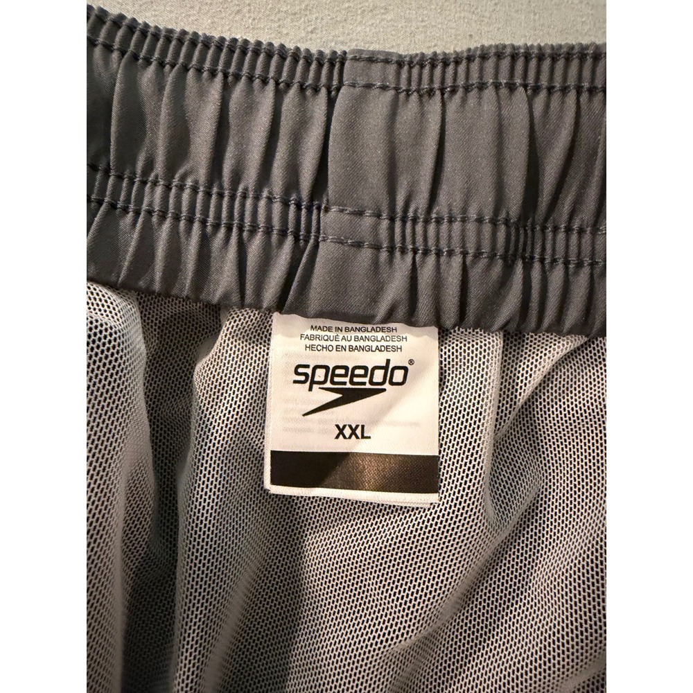Speedo Mens XXL Swim Trunks Black Gray Board Shorts Mesh Lined Zipper Pocket - Picture 5 of 9